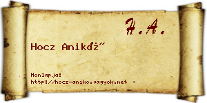 Hocz Anikó névjegykártya